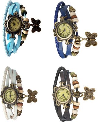 

Kissu Vintage Rakhi Combo of 4 Sky Blue, White, Blue And Black Watch - For Women