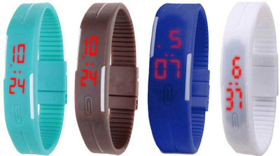 

Kissu Led Magnet Band Combo of 4 Sky Blue, Brown, Blue And White Watch - For Men & Women