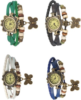 NS18 Vintage Butterfly Rakhi Combo of 4 Green, White, Black And Blue Analog Watch  - For Women   Watches  (NS18)