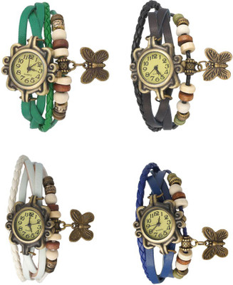 

Kissu Vintage Rakhi Combo of 4 Green, White, Black And Blue Watch - For Women