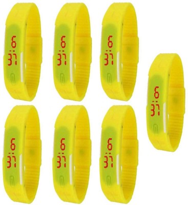 NS18 Silicone Led Magnet Band Combo of 7 Yellow Digital Watch  - For Boys & Girls   Watches  (NS18)