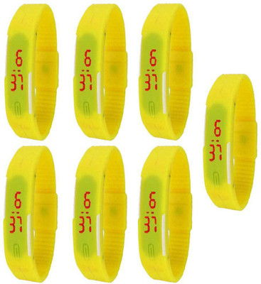 

Kissu Led Magnet Band Combo of 7 Yellow Watch - For Men & Women