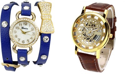 COSMIC BLUE BO-TIE AND TRANSMECH BROWN Analog Watch  - For Couple   Watches  (COSMIC)