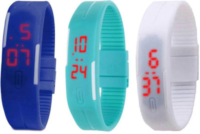 

Kissu Led Magnet Band Combo of 3 Blue, Sky Blue And White Watch - For Men & Women