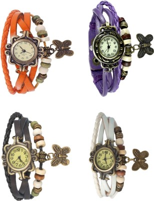NS18 Vintage Butterfly Rakhi Combo of 4 Orange, Black, Purple And White Analog Watch  - For Women   Watches  (NS18)