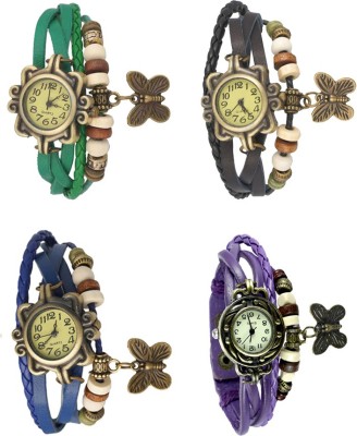 NS18 Vintage Butterfly Rakhi Combo of 4 Green, Blue, Black And Purple Analog Watch  - For Women   Watches  (NS18)