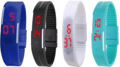 NS18 Silicone Led Magnet Band Watch Combo of 4 Blue, Black, White And Sky Blue Digital Watch  - For Couple   Watches  (NS18)
