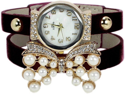Srushti Art Jewelry Yilisha_Diamond_Butterfly_Black1 Watch - For Women