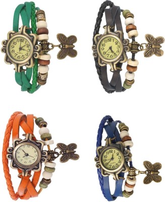 NS18 Vintage Butterfly Rakhi Combo of 4 Green, Orange, Black And Blue Analog Watch  - For Women   Watches  (NS18)
