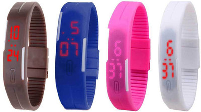 

Kissu Led Magnet Band Combo of 4 Brown, Blue, Pink And White Watch - For Men & Women