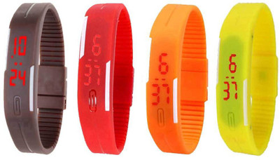 

Kissu Led Magnet Band Combo of 4 Brown, Red, Orange And Yellow Watch - For Men & Women