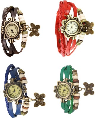 NS18 Vintage Butterfly Rakhi Combo of 4 Brown, Blue, Red And Green Analog Watch  - For Women   Watches  (NS18)