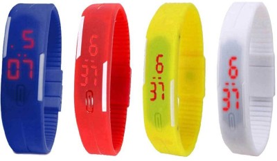 NS18 Silicone Led Magnet Band Combo of 4 Blue, Red, Yellow And White Digital Watch  - For Boys & Girls   Watches  (NS18)