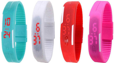 

Kissu Led Magnet Band Combo of 4 Sky Blue, White, Red And Pink Watch - For Men & Women
