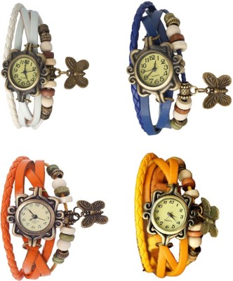 NS18 Vintage Butterfly Rakhi Combo of 4 White, Orange, Blue And Yellow Analog Watch  - For Women   Watches  (NS18)