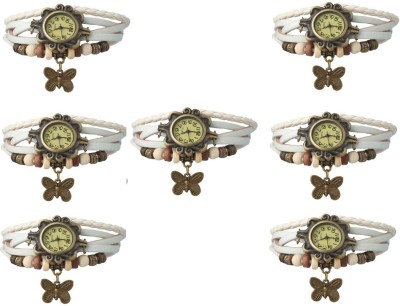 NS18 Vintage Butterfly Rakhi Combo of 7 White Analog Watch  - For Women   Watches  (NS18)
