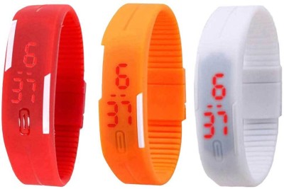 NS18 Silicone Led Magnet Band Combo of 3 Red, Orange And White Digital Watch  - For Boys & Girls   Watches  (NS18)