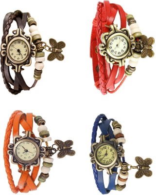 NS18 Vintage Butterfly Rakhi Combo of 4 Brown, Orange, Red And Blue Analog Watch  - For Women   Watches  (NS18)