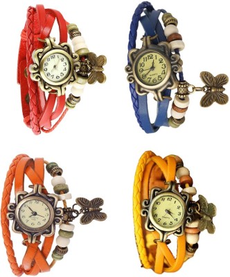 NS18 Vintage Butterfly Rakhi Combo of 4 Red, Orange, Blue And Yellow Analog Watch  - For Women   Watches  (NS18)