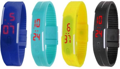 NS18 Silicone Led Magnet Band Combo of 4 Blue, Sky Blue, Yellow And Black Digital Watch  - For Boys & Girls   Watches  (NS18)