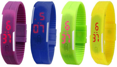 

Kissu Led Magnet Band Combo of 4 Purple, Blue, Green And Yellow Watch - For Men & Women