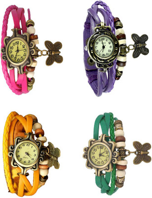 

Kissu Vintage Rakhi Combo of 4 Pink, Yellow, Purple And Green Watch - For Women