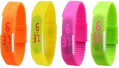 

Kissu Led Magnet Band Combo of 4 Orange, Yellow, Pink And Green Watch - For Men & Women