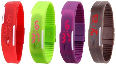 

Kissu Led Magnet Band Combo of 4 Red, Green, Purple And Brown Watch - For Men & Women