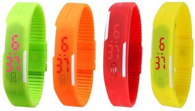 NS18 Silicone Led Magnet Band Combo of 4 Green, Orange, Red And Yellow Digital Watch  - For Boys & Girls   Watches  (NS18)