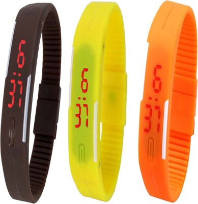 Y&D Combo of Led Band Brown + Yellow + Orange Watch  - For Couple   Watches  (Y&D)