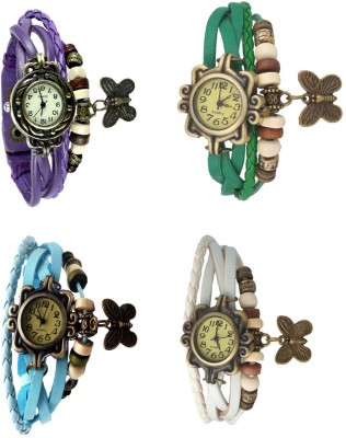 NS18 Vintage Butterfly Rakhi Combo of 4 Purple, Sky Blue, Green And White Analog Watch  - For Women   Watches  (NS18)