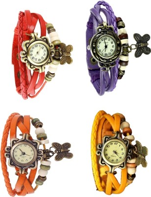 NS18 Vintage Butterfly Rakhi Combo of 4 Red, Orange, Purple And Yellow Analog Watch  - For Women   Watches  (NS18)