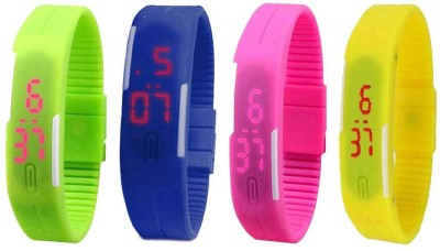 NS18 Silicone Led Magnet Band Combo of 4 Green, Blue, Pink And Yellow Digital Watch  - For Boys & Girls   Watches  (NS18)