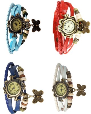 NS18 Vintage Butterfly Rakhi Combo of 4 Sky Blue, Blue, Red And White Analog Watch  - For Women   Watches  (NS18)