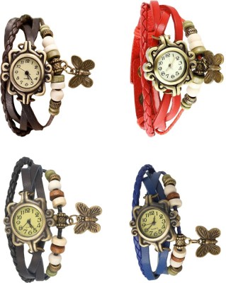 NS18 Vintage Butterfly Rakhi Combo of 4 Brown, Black, Red And Blue Analog Watch  - For Women   Watches  (NS18)