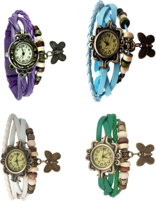 NS18 Vintage Butterfly Rakhi Combo of 4 Purple, White, Sky Blue And Green Analog Watch  - For Women   Watches  (NS18)