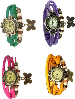 

Kissu Vintage Rakhi Combo of 4 Green, Pink, Purple And Yellow Watch - For Women