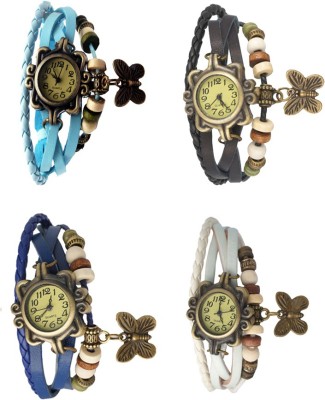 NS18 Vintage Butterfly Rakhi Combo of 4 Sky Blue, Blue, Black And White Analog Watch  - For Women   Watches  (NS18)