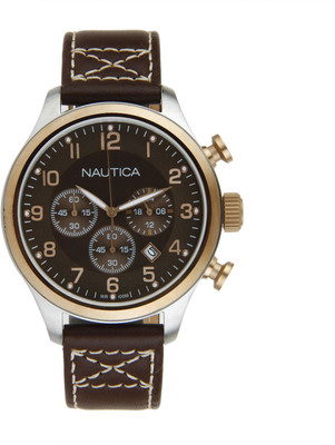 

Nautica NTA17649G Brushed Silver case Brown Dial Watch - For Men