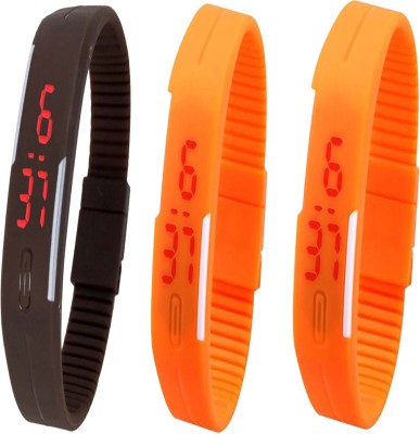 Twok Combo of Led Band Brown + Orange + Orange Digital Watch  - For Men & Women   Watches  (Twok)