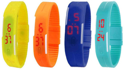 

Kissu Led Magnet Band Combo of 4 Yellow, Orange, Blue And Sky Blue Watch - For Men & Women