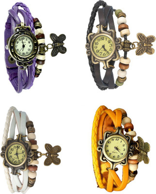 

Kissu Vintage Rakhi Combo of 4 Purple, White, Black And Yellow Watch - For Women