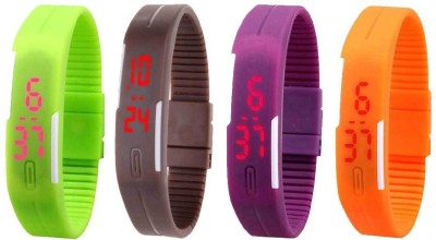 NS18 Silicone Led Magnet Band Combo of 4 Green, Brown, Purple And Orange Digital Watch  - For Boys & Girls   Watches  (NS18)