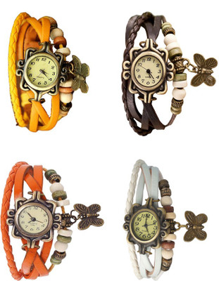 

NS18 Vintage Butterfly Rakhi Combo of 4 Yellow, Orange, Brown And White Watch - For Women