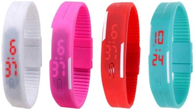 NS18 Silicone Led Magnet Band Watch Combo of 4 White, Pink, Red And Sky Blue Digital Watch  - For Couple   Watches  (NS18)
