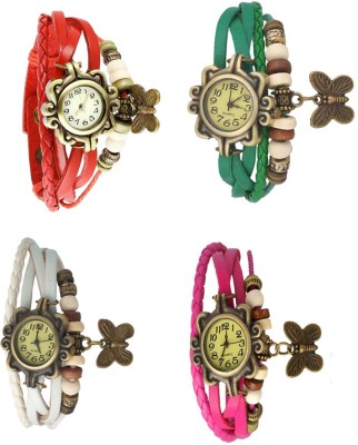 NS18 Vintage Butterfly Rakhi Combo of 4 Red, White, Green And Pink Analog Watch  - For Women   Watches  (NS18)