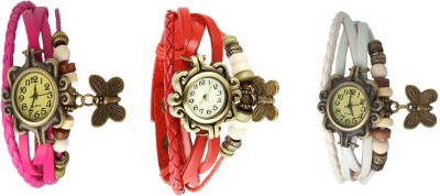 NS18 Vintage Butterfly Rakhi Combo of 3 Pink, Red And White Analog Watch  - For Women   Watches  (NS18)
