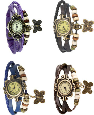 

Kissu Vintage Rakhi Combo of 4 Purple, Blue, Black And Brown Watch - For Women