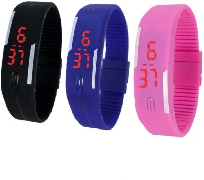 Lime Black-Blue-Pinkbandwatch Digital Watch  - For Women   Watches  (Lime)