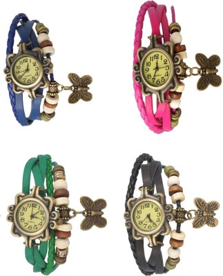 NS18 Vintage Butterfly Rakhi Combo of 4 Blue, Green, Pink And Black Analog Watch  - For Women   Watches  (NS18)